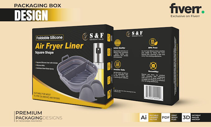 design product packaging, box and label with 3d mockup