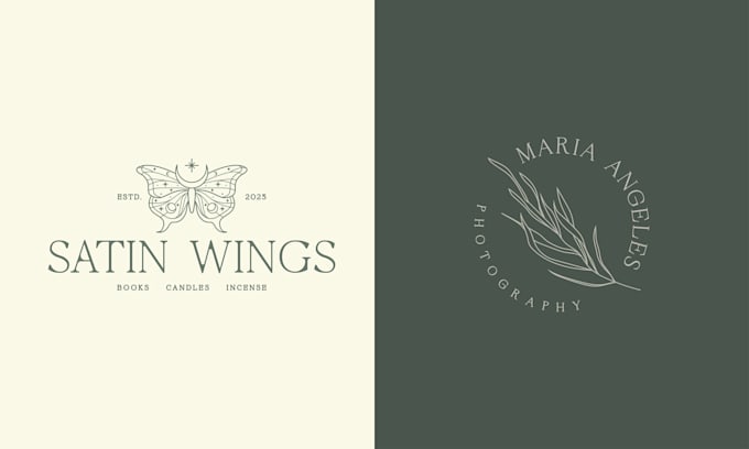 design feminine minimalist hand drawn botanical boho logo