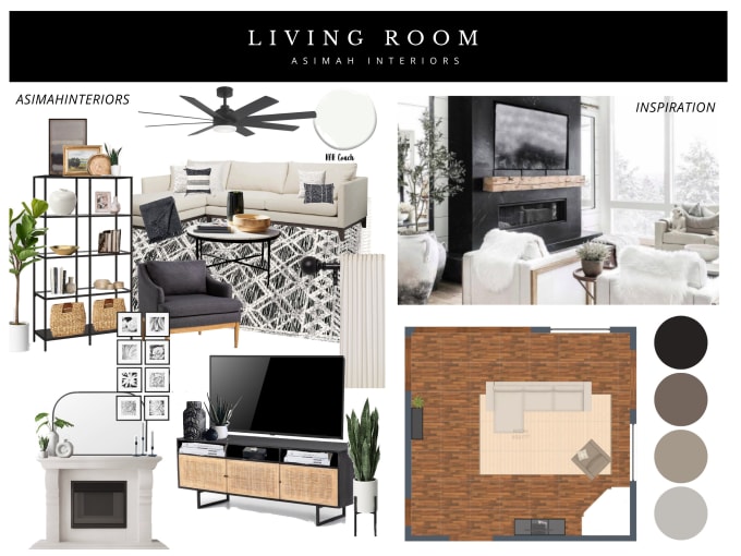 Interior design your living room and create modern mood board design by ...