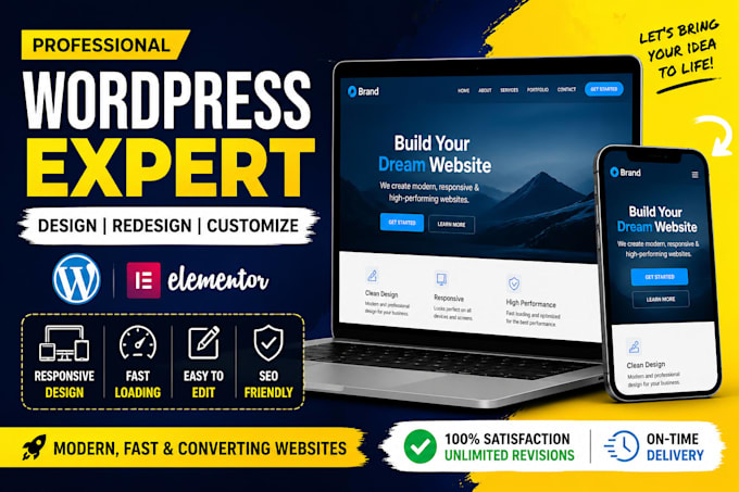 design, redesign and customize wordpress website or landing page