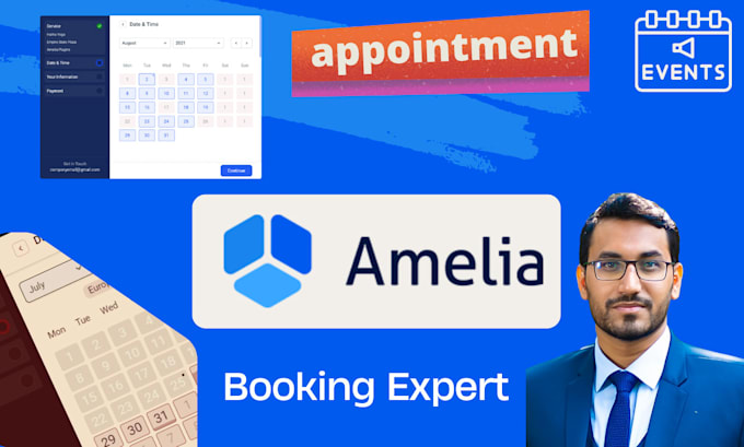 develop custom booking system using amelia, expert, quick turnaround, events