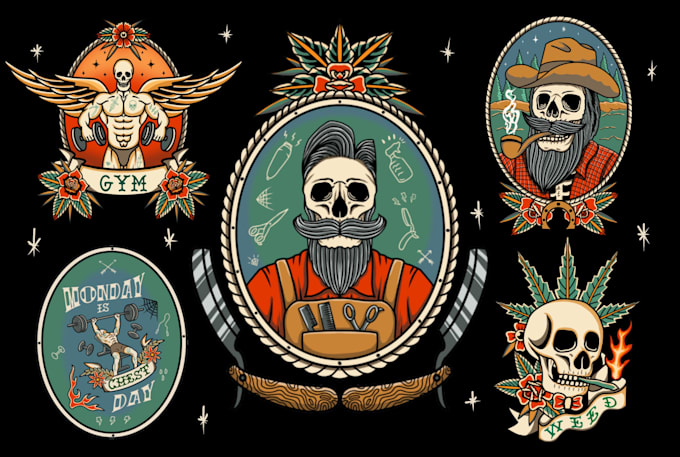 Hot Review! I will create incredible vintage tattoo design for you  for $25