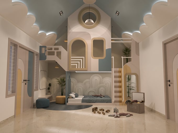 interior design and rendering for children bedroom