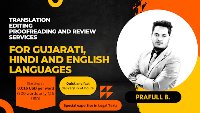translate, review, edit and proofread gujarati, english and hindi texts