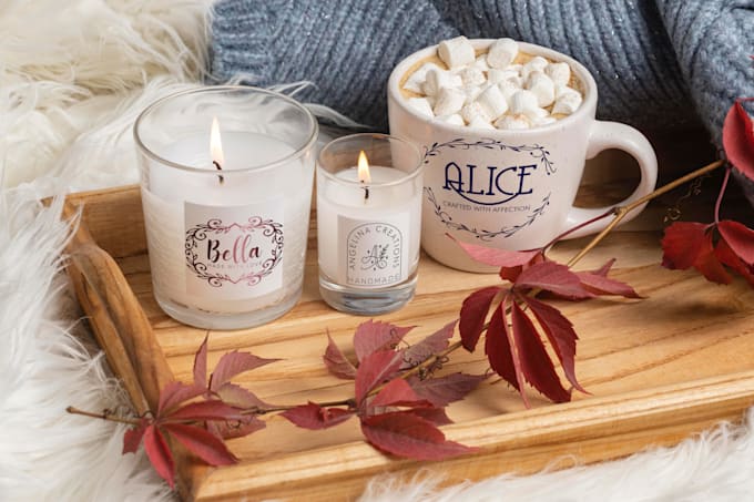 design minimal hand drawn candle logo or label