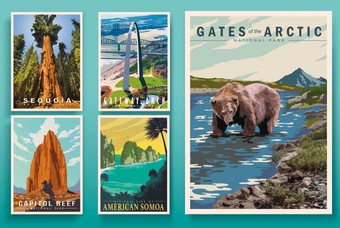 create a travel poster design in a vintage retro style