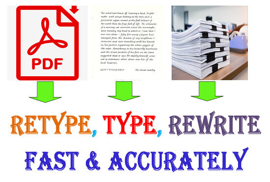 retype, type, rewrite pdf image scanned document quickly