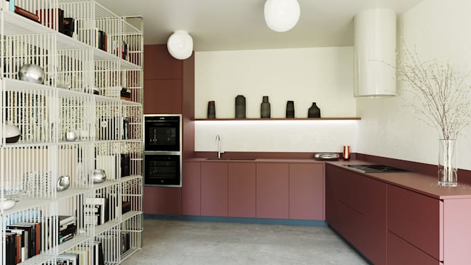 create a 3d model and realistic interior rendering
