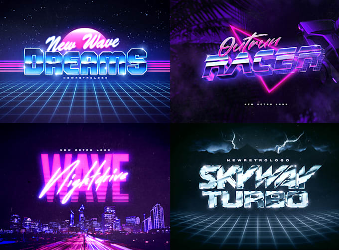make an 80s style retro text logo