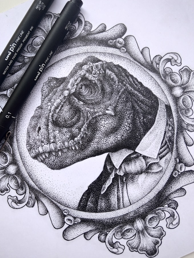 realistic traditional ink illustration
