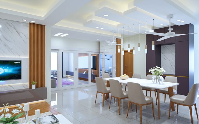create interior design with photo realistic render
