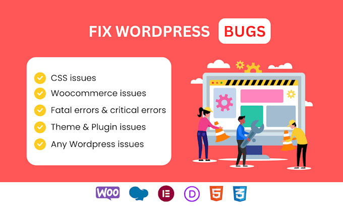 fix wordpress and elementor pro website issues, errors, and bugs