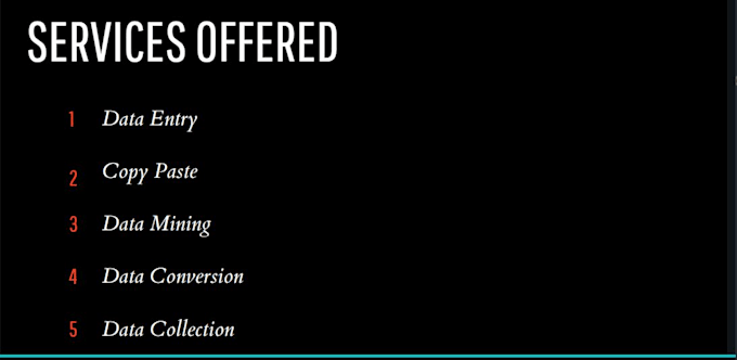 do data entry, web scrapping and data conversion
