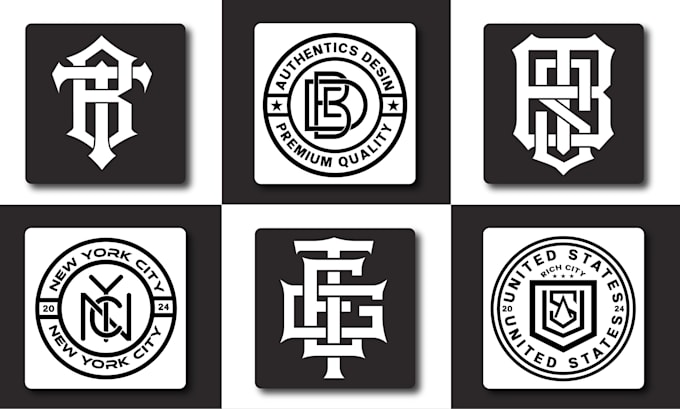 créez un logo de marque de vêtements avec une lettre initiale monogramme  pour votre t-shirt