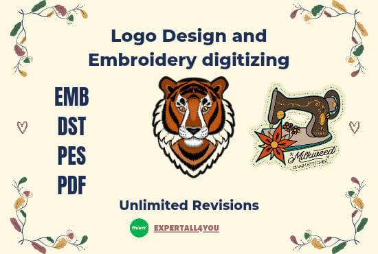 digitize the logo into embroidery dst, emb and pes