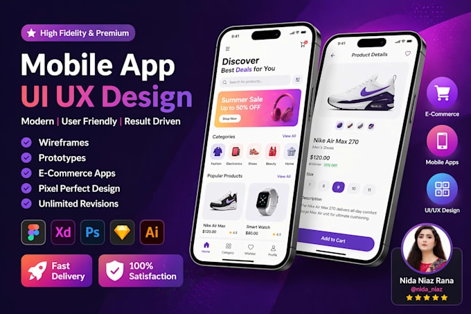 do UI UX design, mobile app ,web app,dashboard, admin panel in figma