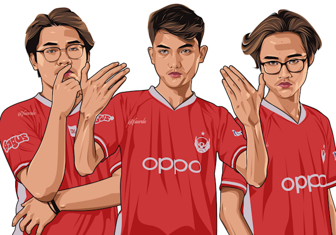 draw cartoon vector portrait from your group or team photo