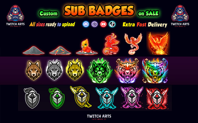 Create twitch sub badges, subscriber badges, sub badges by