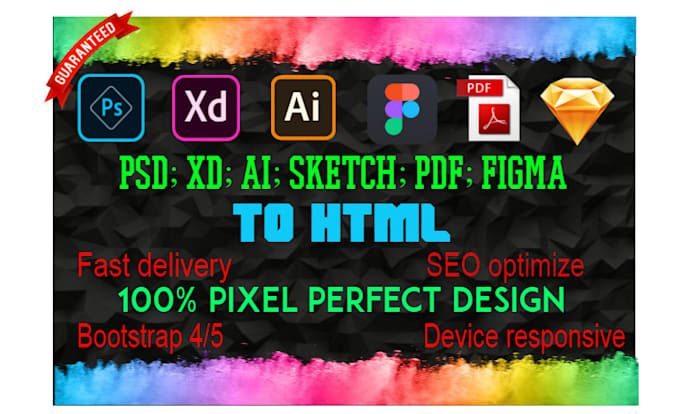 convert PSD, ai, xd, and multi page designs to pixel perfect, responsive website