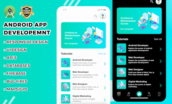 develop your android app using java or kotlin languages