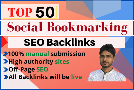 manually 50 bookmarking submissions high da SEO backlinks