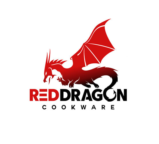 create a beautiful red dragon cookware logo