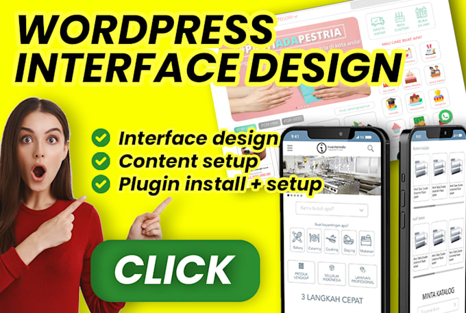 do wordpress design interface and create landing page for website