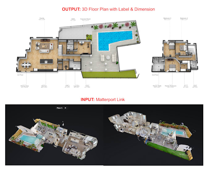 redraw 3d floor plan with all input from client