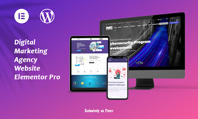 develop digital marketing agency website with elementor pro