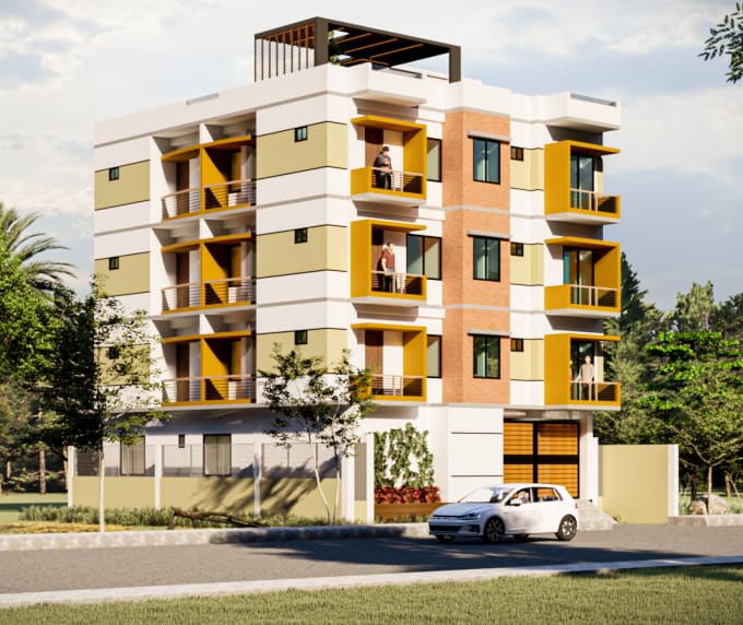 Make 3d design exterior rendering of your floor plan by Ar_nayemul | Fiverr