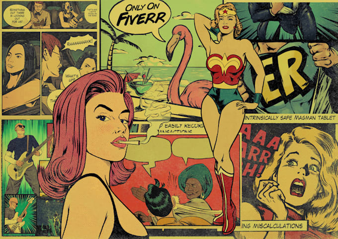 draw old retro distressed comic illustration