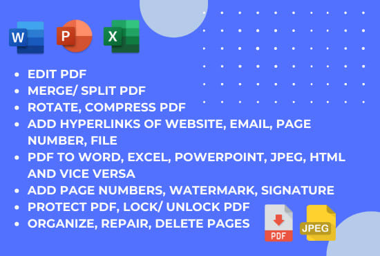 add hyperlinks, compress, merge, split, convert, protect, watermark PDF file