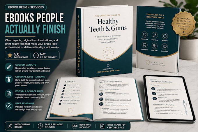 design dental ebook, dentist lead magnet, or kids oral guide
