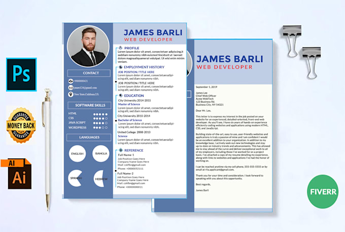 design a professional modern CV or resume template in ms word within 6 hours