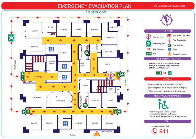 Draw emergency evacuation plan, maps, diagram as per osha, nfpa, iso ...
