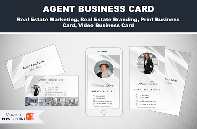 Make editable business card video business card template by powerpoint