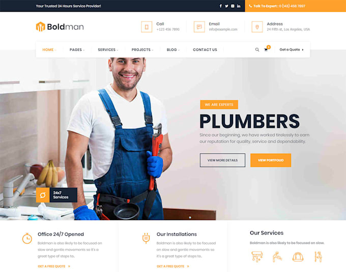 create cleaner, mover, plumber, electrician website