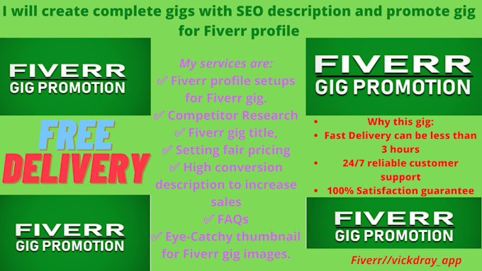 Do fiverr gig promotion with seo description marketing to reach more ...