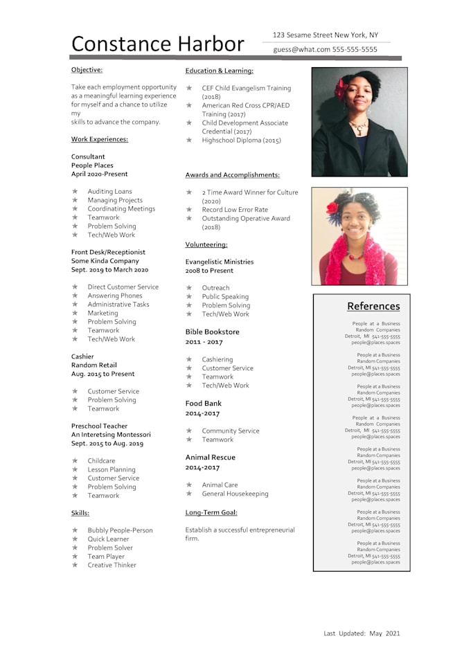 write a sleek and informative resume or cv website linkedin