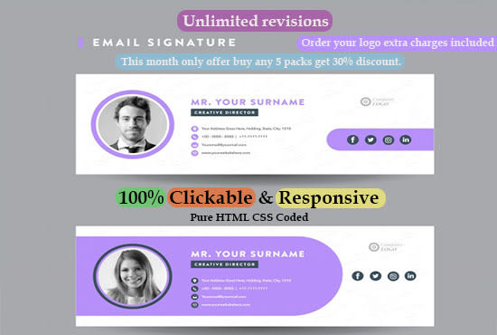 Create professional clickable html email signature by Technohub1 | Fiverr