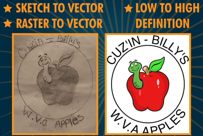 convert sketch low resolution to logo vector svg eps
