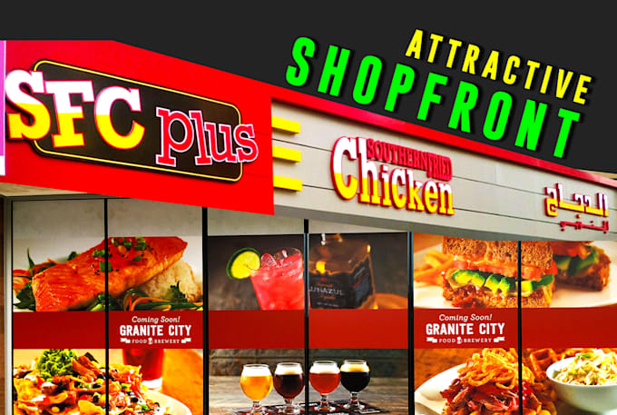 design amazing shop front storefront window graphics and sign board yard sign