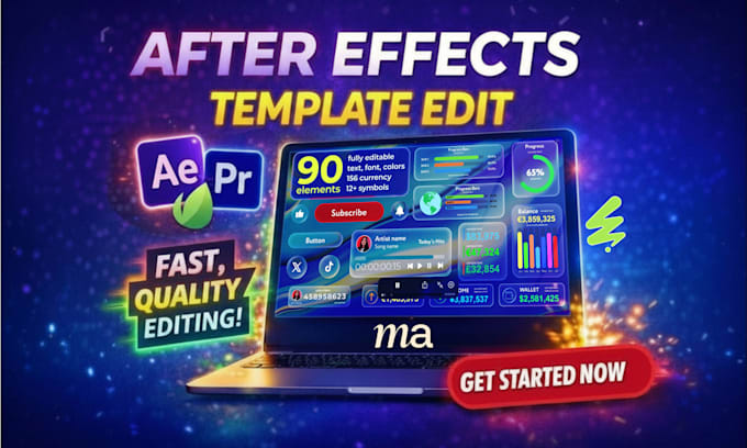 edit motion array, canva template after effects expert ui animation infographics