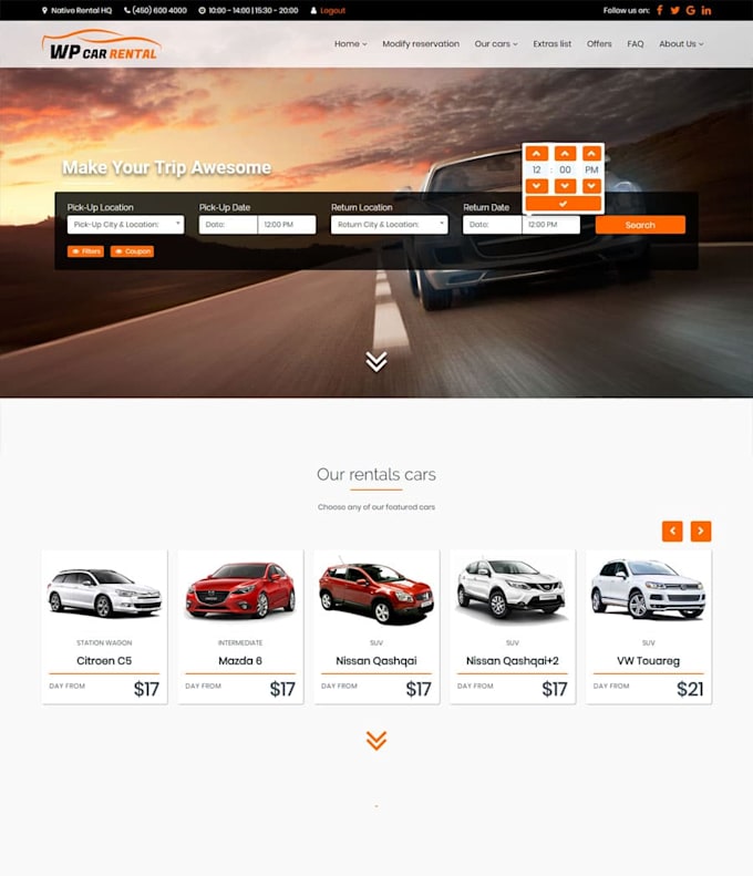 make a car rental and real estate website