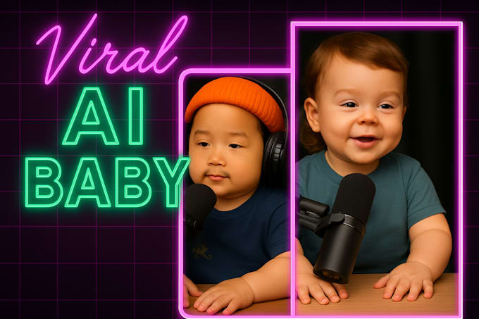 create viral baby talking podcast, ai baby podcast video