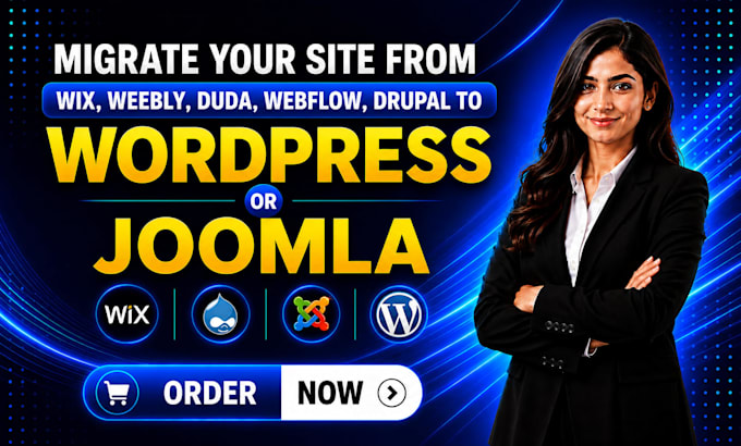 migrate, convert, duda, wix, drupal, webflow to wordpress or joomla