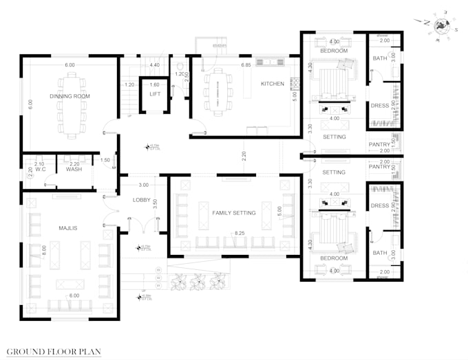 draw architectural floor plan and working drawings
