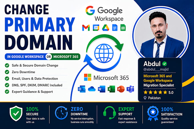 change primary domain in google workspace and microsoft 365