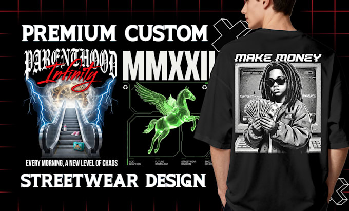 design a custom streetwear t shirt for your clothing brand, shopify store