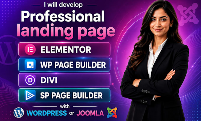 design professional landing page with elementor sp page builder and divi